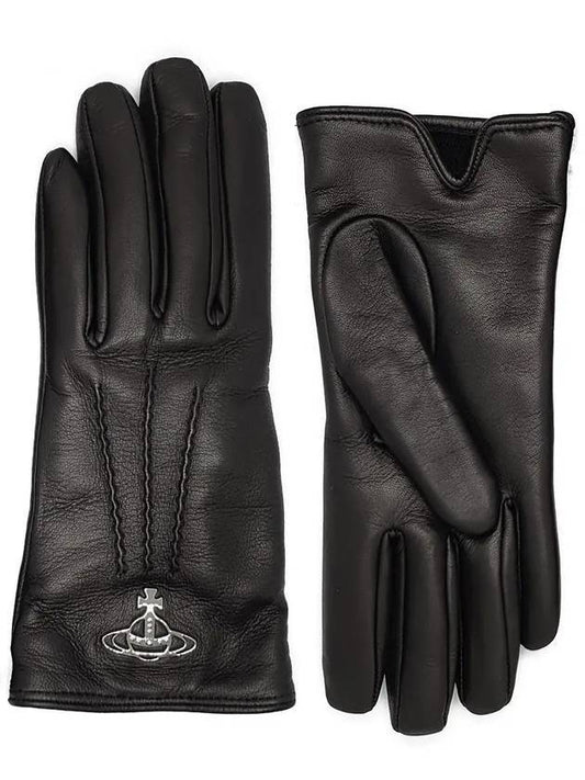 ORB Silver Logo Gloves Black - VIVIENNE WESTWOOD - BALAAN 1