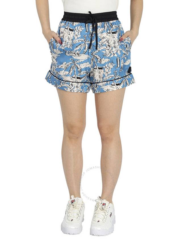 Palm Print Silk Shorts Blue - MONCLER - BALAAN 2