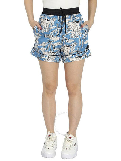 Palm Print Silk Shorts Blue - MONCLER - BALAAN 2