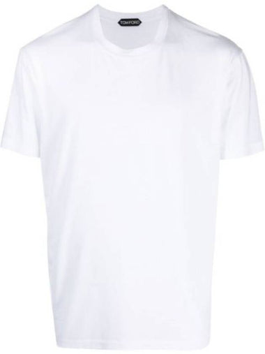 Men's Lyocell Round Neck Cotton Short Sleeve T-Shirt White - TOM FORD - BALAAN 1