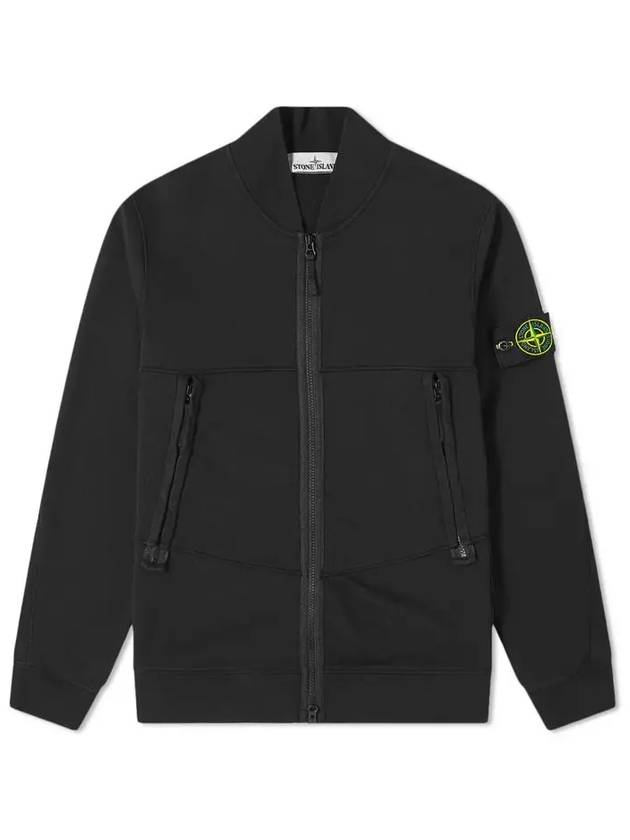 Waffen Patch Zip-up Bomber Jacket Black - STONE ISLAND - BALAAN.