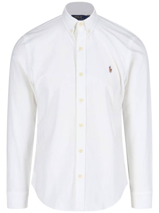 Men's Embroidery Pony Slim Fit Long Sleeves Shirt White - POLO RALPH LAUREN - BALAAN 2