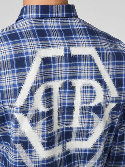 Men's Large Philip Logo Shirt HEXAGON Long Sleeve Shirt Domestic Around 100 F20C MRP1364 PDE003N - PHILIPP PLEIN - BALAAN 1