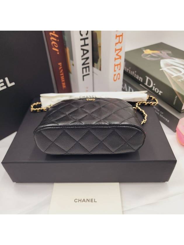 Classic Half Moon Mini Bag Caviar Pouch Cross Black AP4000 - CHANEL - BALAAN 8