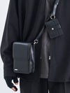 SSY Minimal Bar Square Leather Bag Multi-Card Wallet Black - S SY - BALAAN 3