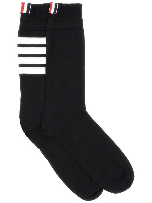 Men's Diagonal Light Weight Midi Socks Black - THOM BROWNE - BALAAN 2