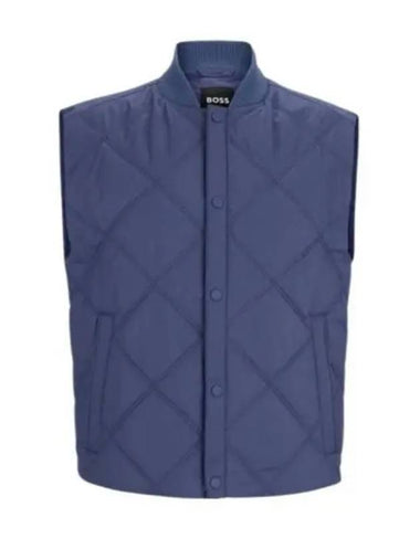 Diamond Quilted Water Repellent Vest Blue - HUGO BOSS - BALAAN 1