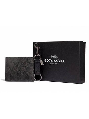 Men's signature half wallet keyring set - COACH - BALAAN 1