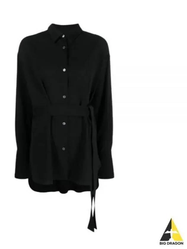 CONDELL TIE WAIST SHIRT DARKEST NAVY 1095 - STUDIO NICHOLSON - BALAAN 1