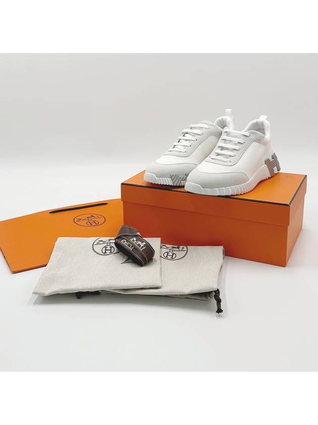 Bouncing Sneakers Mesh Suede Goatskin Blanc Blanc - HERMES - BALAAN 8