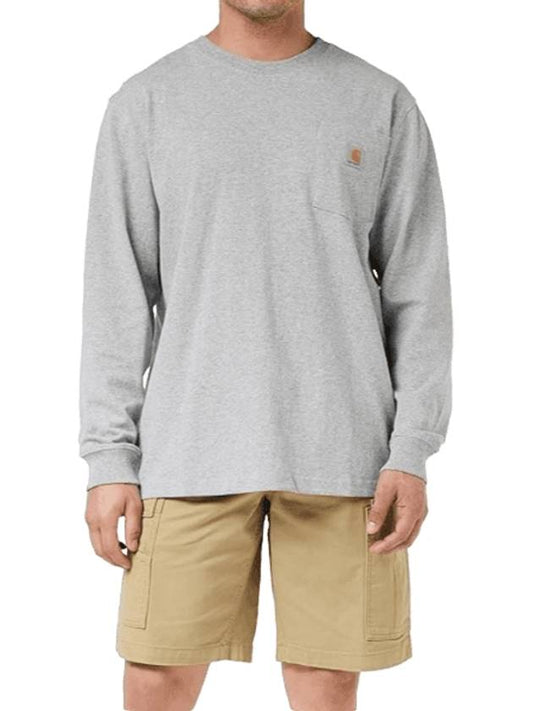 Loose fit heavyweight pocket long sleeve t shirt heather gray - CARHARTT - BALAAN 1