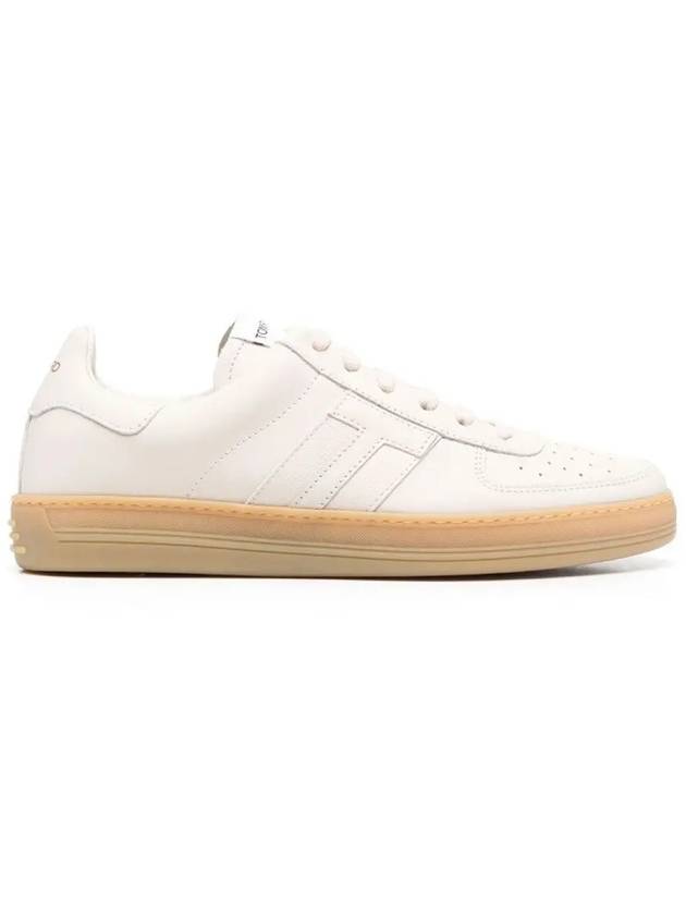 Logo Leather Low-Top Sneakers White - TOM FORD - BALAAN 2