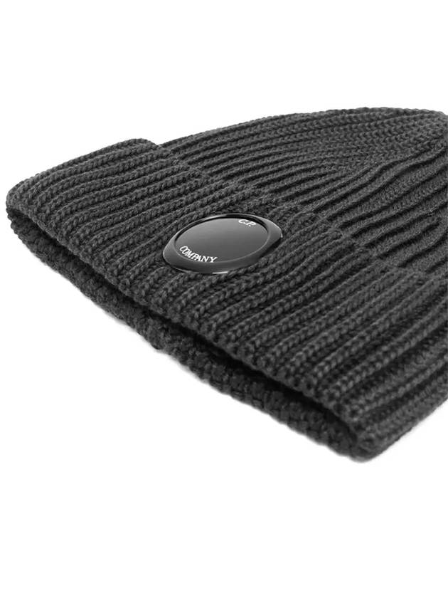 Lens Wappen Wool Beanie Dark Grey - CP COMPANY - BALAAN 4