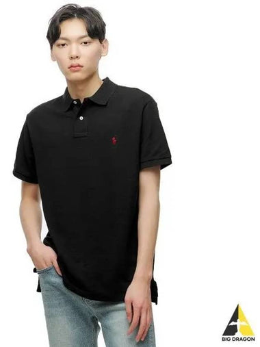 Custom Slim Fit Mesh Polo Shirt Black - POLO RALPH LAUREN - BALAAN 1