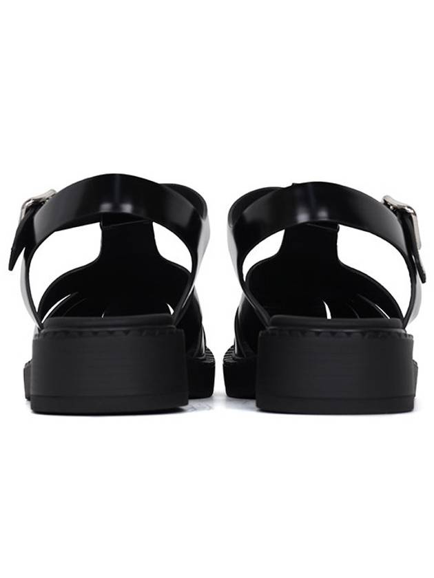 Brushed Leather Fisherman Sandals Black - PRADA - BALAAN.