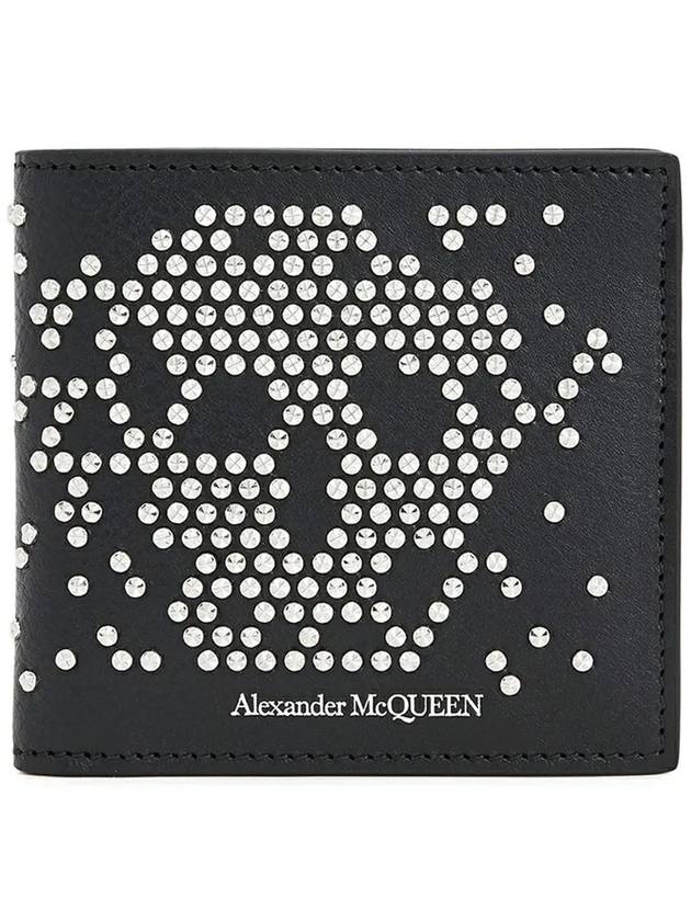 Studded Skull Bifold Half Wallet Black - ALEXANDER MCQUEEN - BALAAN 3