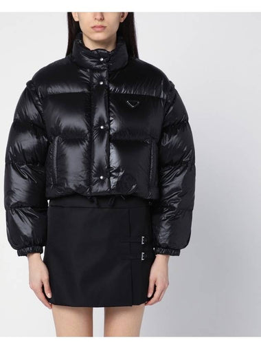 Triangle logo detachable padded vest down jacket black 291805 11a9 f0002 - PRADA - BALAAN 1