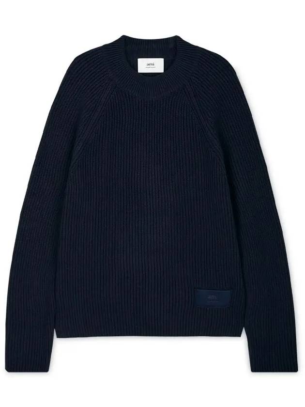 Logo Patch Basic Knit Top Navy - AMI - BALAAN 2