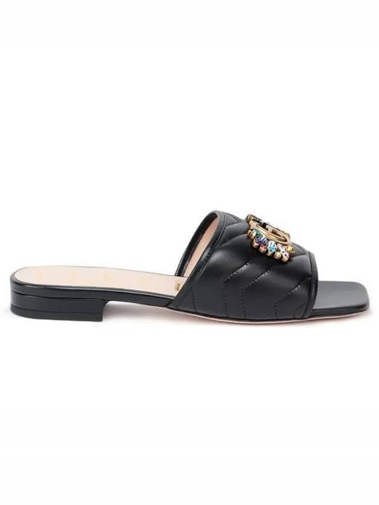 Double G Matelasse Slide Sandals Black - GUCCI - BALAAN 1