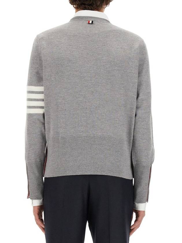 Hector 4-Bar Crewneck Pullover Merino Wool Knit Top Grey - THOM BROWNE - BALAAN 4