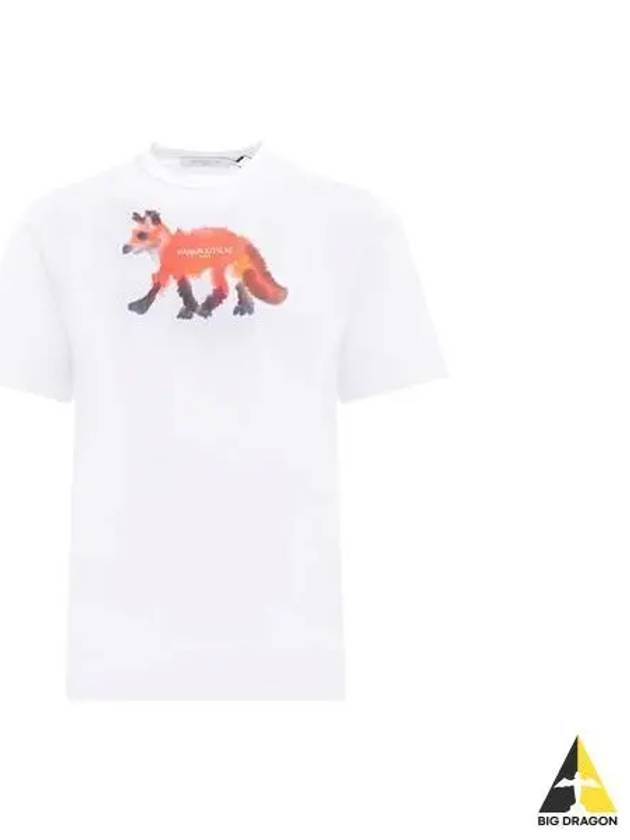 Fox Print Cotton Short Sleeve White KM00105KJ0008 - MAISON KITSUNE - BALAAN 1