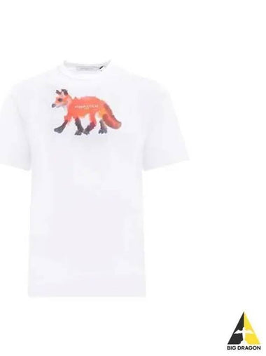 Fox Print Cotton Short Sleeve White KM00105KJ0008 - MAISON KITSUNE - BALAAN 1