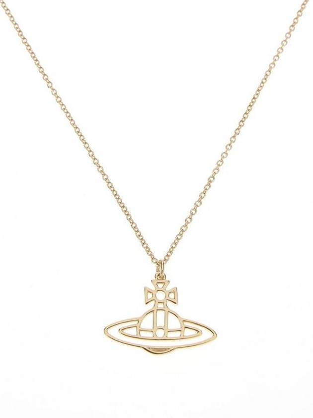 thin line short flat ORB pendant necklace gold - VIVIENNE WESTWOOD - BALAAN.