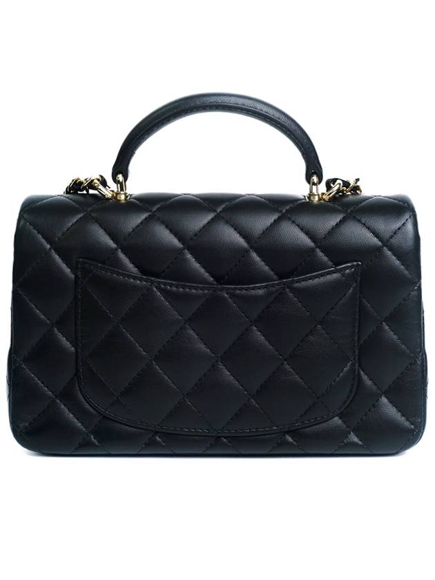 Classic Lambskin Gold Top Handle Mini Flap Bag Black - CHANEL - BALAAN 5