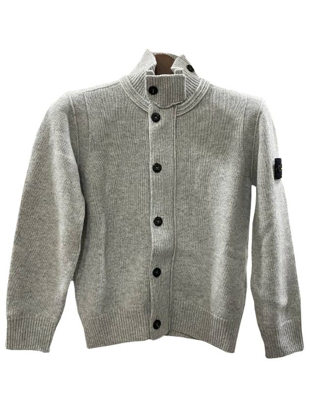 Kids Waffen Patch Wool Zip up Cardigan 10 12 Melange Gray 8116503Z1 V0M64 - STONE ISLAND - BALAAN 2