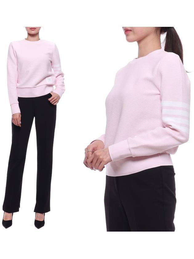 Ottoman Rib 4-Bar Crew Neck Sweatshirt Pink - THOM BROWNE - BALAAN 3