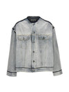 Stitched Logo Contrast Border Cotton Denim Jacket Blue - MAISON MARGIELA - BALAAN 1