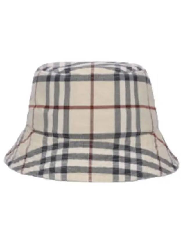 Checked Cotton Bucket Hat Stone - BURBERRY - BALAAN 1