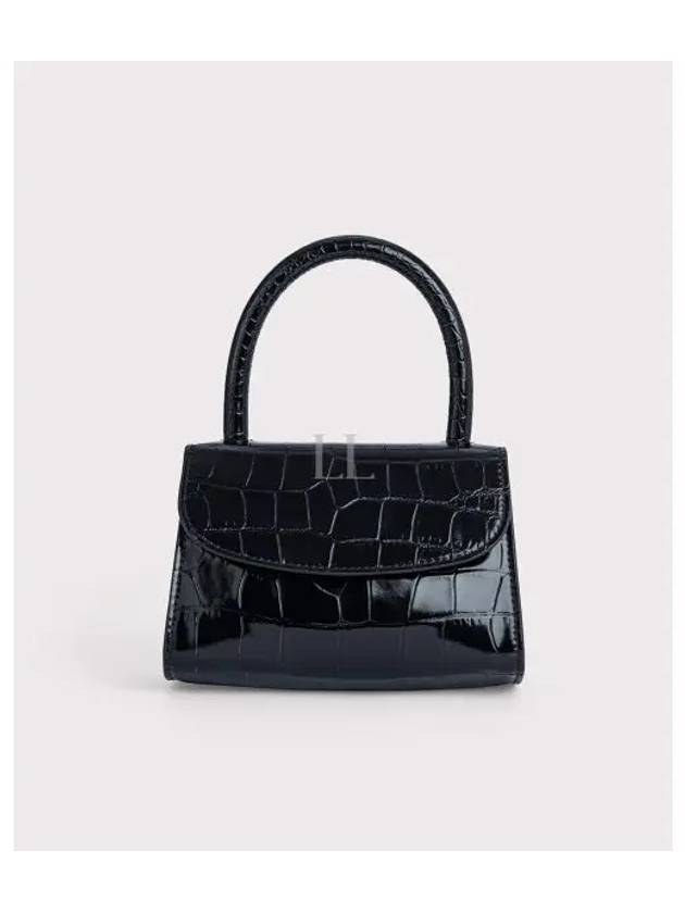 Croco Embossed Mini Leather Tote Bag Black - BY FAR - BALAAN 2