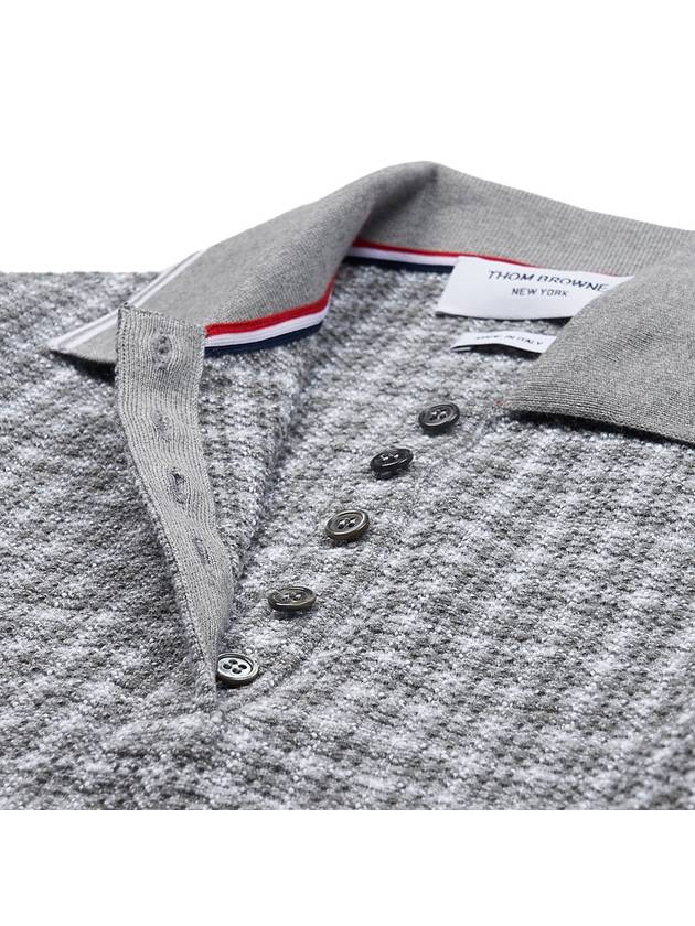 Checked Tweed Shrunken Short Sleeve Polo Grey - THOM BROWNE - BALAAN 7