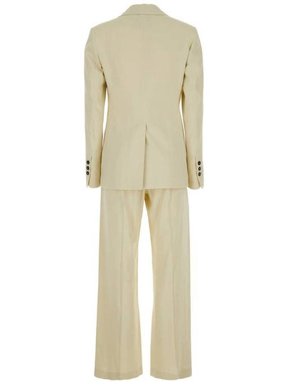 Beige Single-Breasted Suit With Notched Revers In Linen And Viscose Stretch Blend Woman - TELA - BALAAN 2