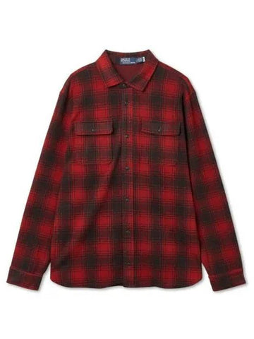 Plaid knit flannel workshirt red - POLO RALPH LAUREN - BALAAN 1