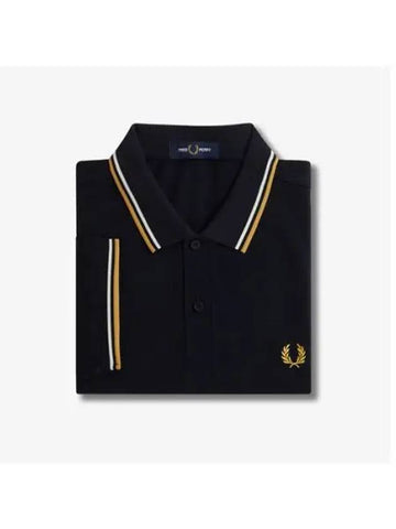 Fred Perry M3600 Twin Tip Shirt Navy Ecru Honeycomb AFPM2433600 W53 - FRED PERRY - BALAAN 1