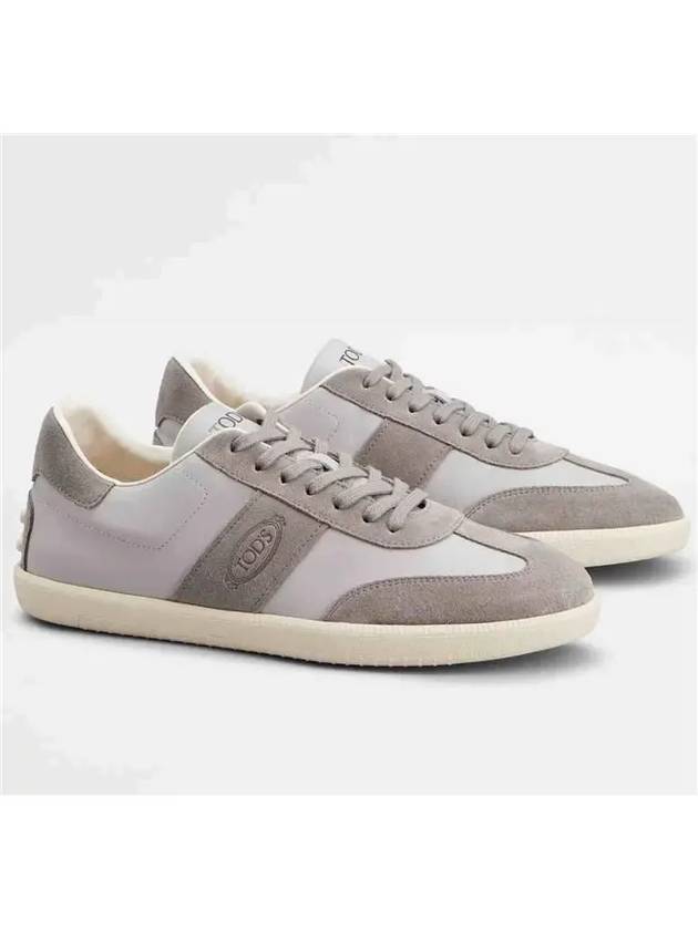 Leather Suede Low Top Sneakers Grey - TOD'S - BALAAN 2