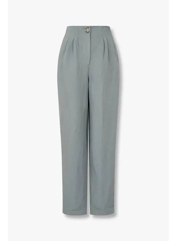 Women s Linen Blend Pleated Pants Dark Gray - EMPORIO ARMANI - BALAAN 1