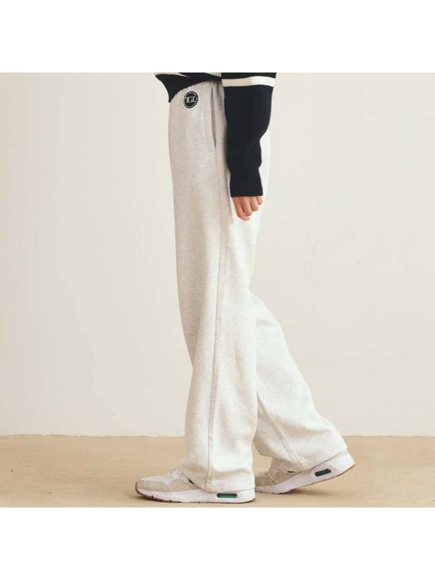 Relaxed Sweat Straight Pants White Melange Grey - THE GREEN LAB - BALAAN 4