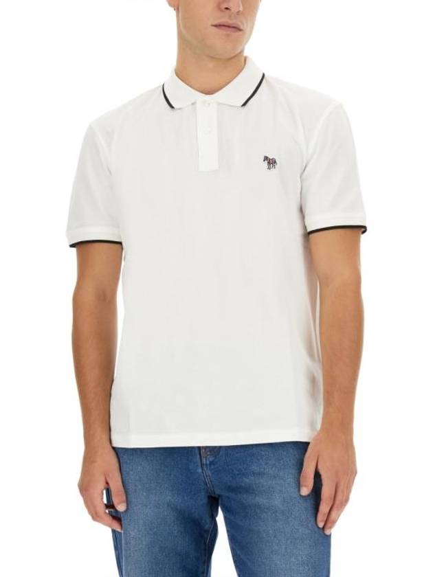 Zebra Patch Regular Fit Short Sleeve Polo Shirt White - PAUL SMITH - BALAAN 3