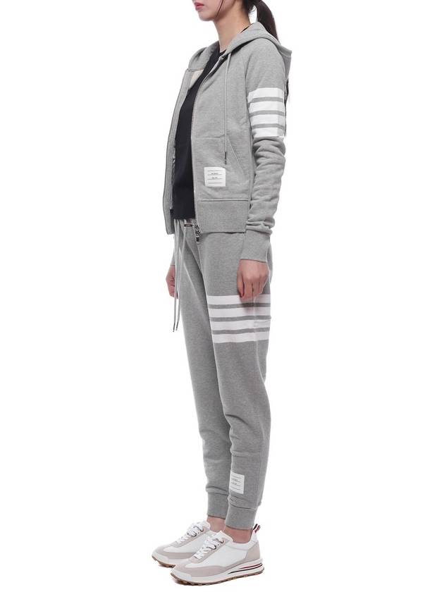 Engineered 4-Bar Stripe Loopback Jersey Knit Zip Up Hoodie Light Grey - THOM BROWNE - BALAAN 5