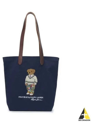 Polo Bear Twill Shopper Tote Navy - POLO RALPH LAUREN - BALAAN 1