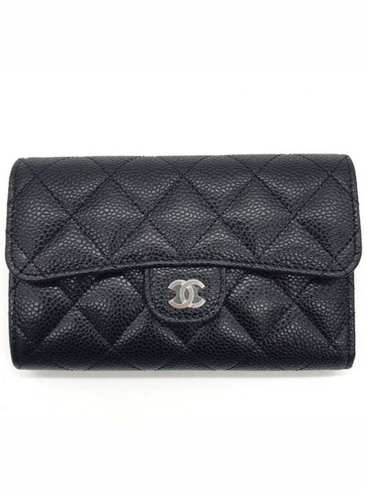 Medium wallet classic caviar black silver AP0232 - CHANEL - BALAAN 1