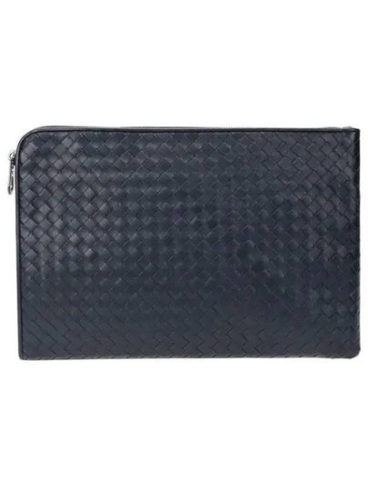 Intrecciato Weaving Zipper Medium Clutch Bag Black - BOTTEGA VENETA - BALAAN 2