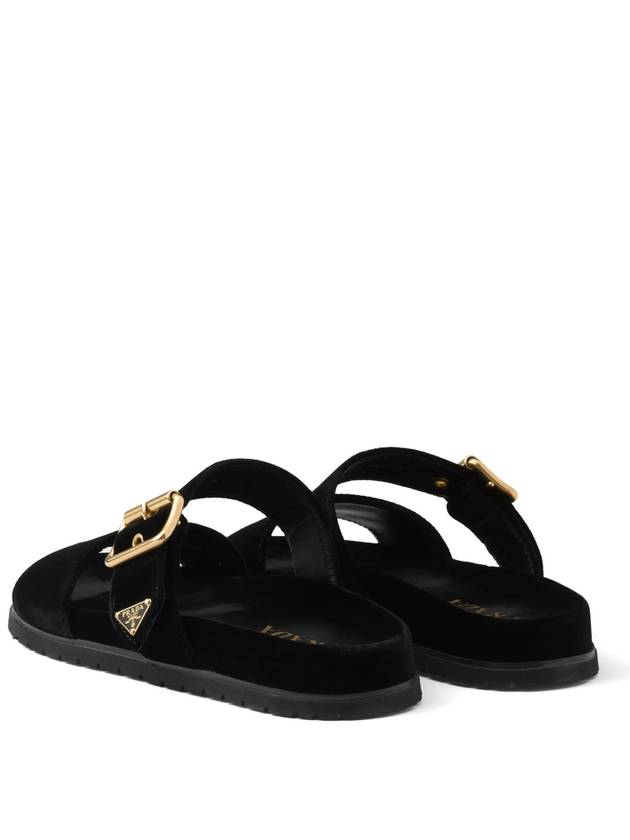 triangle-logo velvet slides - PRADA - BALAAN 3