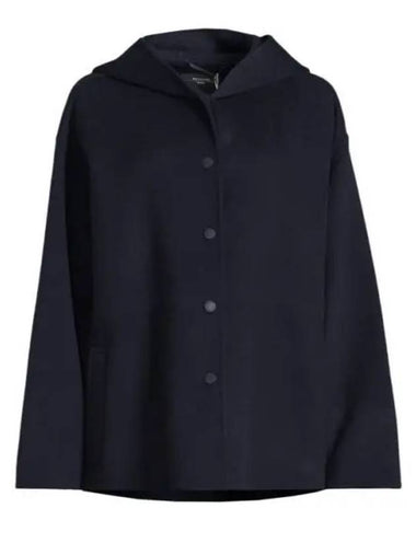 Gennaio Hooded Wool Single Coat Navy - MAX MARA - BALAAN 1