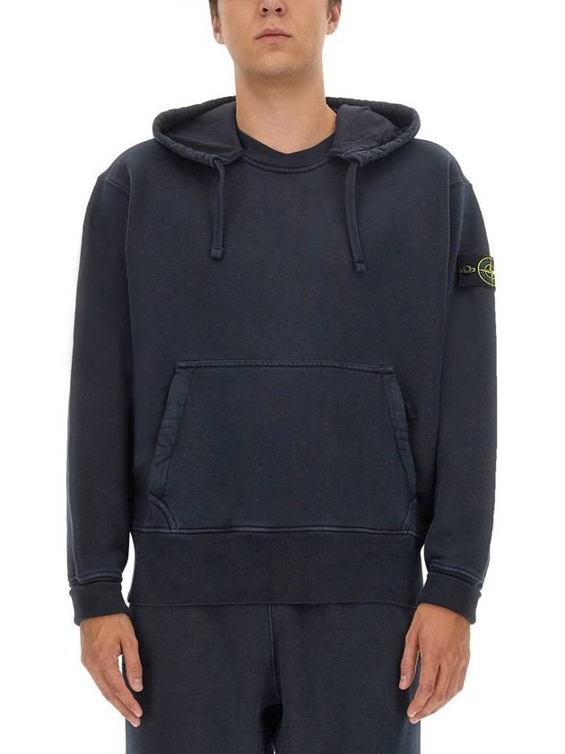 Men's Oversized Cotton Hoodie Navy - STONE ISLAND - BALAAN 4