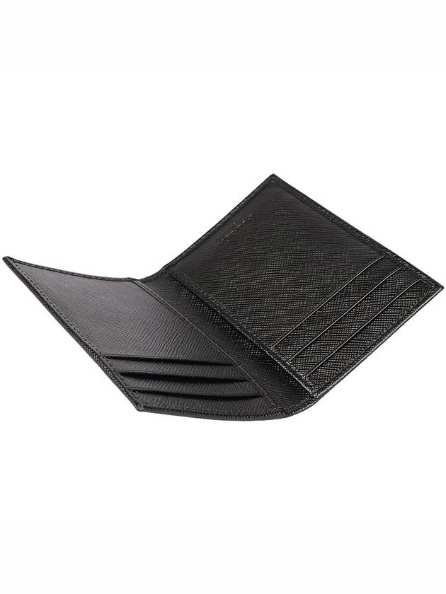 Saffiano Triangular Logo Flap Card Wallet Black - PRADA - BALAAN 8