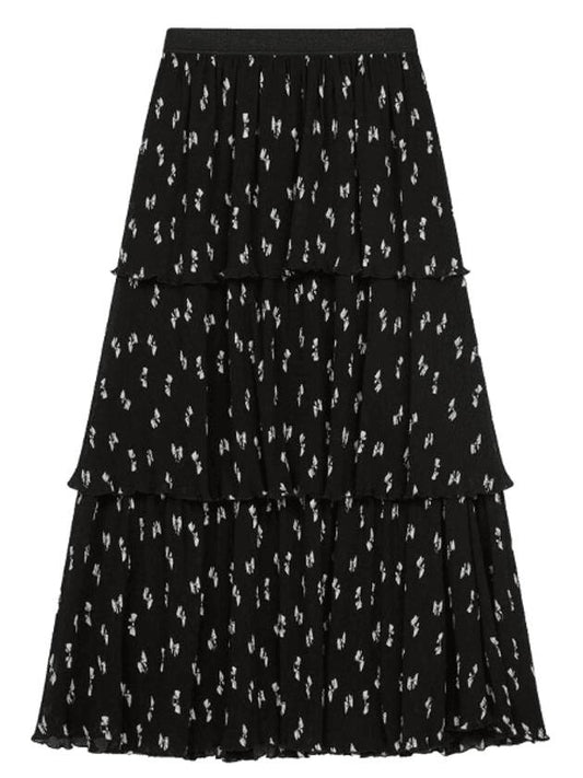Bow Print Pleated Skirt Black - MAJE - BALAAN 1